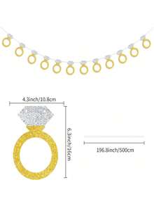 Décoration de fanion de bague de strass pour fond de fête de mariage, décoration de célébration de cérémonie de mariage, jeunes mariés heureux