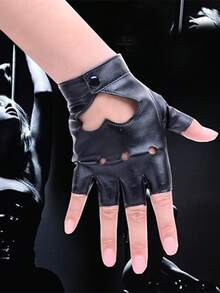 Punk-Stil fingerlose Tanzhandschuhe für Frauen, Jazz-Performance Tanzhandschuhe, Kunstleder - Verschiedenfarbig - Übersicht 2