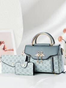 1 Set Fashion Women's Letter Color Block Shoulder Bag & Handbag - Black - View 6