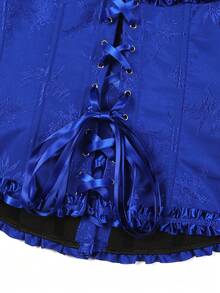 Women's Jacquard Backless Tie Camisole Shapewear Top, Butter Yellow, Suitable For New Year Party, Valentine's Day, Holiday - Royal Blue - View 4