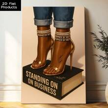 2D Flat, Posters & Prints 1pc Framed Canvas Poster Black Art, Women Art, Women Empowerment Wall Art, Boss Babe Decor, Inspirational Quote Canvas, Standing On Business Print, Office Decoration, Framed Motivational Poster Wall Art Canvas Paintings Ideal Gift For Bedroom Living Room Corridor Wall Art Wall Decor Room Decoration 2D - 黑色 - 查看 1