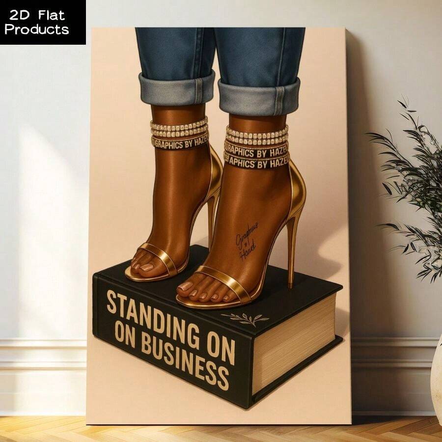 2D Flat, Posters & Prints 1pc Framed Canvas Poster Black Art, Women Art, Women Empowerment Wall Art, Boss Babe Decor, Inspirational Quote Canvas, Standing On Business Print, Office Decoration, Framed Motivational Poster Wall Art Canvas Paintings Ideal Gift For Bedroom Living Room Corridor Wall Art Wall Decor Room Decoration 2D - 黑色 - 查看 1