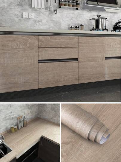 1 Roll Classic Room Decor Gray Oak Wood Wallpaper Wallpaper Peel And Stick Vinyl Self Adhesive Wallpaper Peel And Stick Wood Look Vinyl Wrap For Cabinets Shelves Wall Stickers