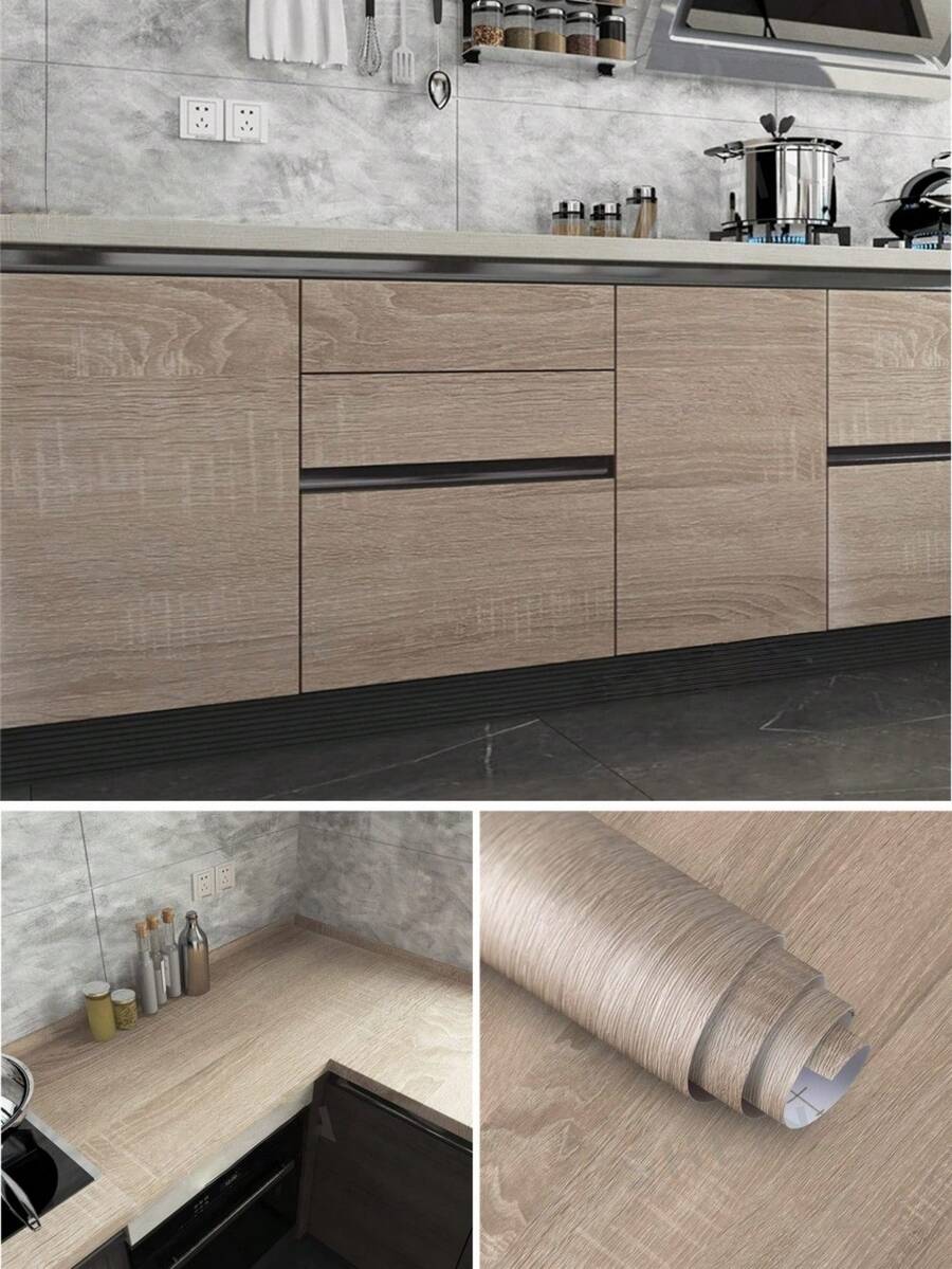 1 Cuộn Giấy dán tường trang trí phòng cổ điển bằng gỗ sồi xám, Giấy dán tường bóc và dán bằng nhựa vinyl tự dính, Giấy dán tường bóc và dán bằng nhựa vinyl giả gỗ, dùng cho tủ kệ, miếng dán tường