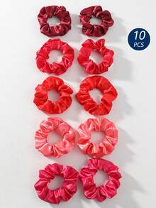 10pcs/Pack Assorted Color Fabric Scrunchies, Stretchy Hair Ties, Versatile Hair Accessories Suitable For All Seasons - Multicolor - View 12