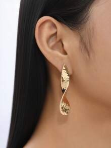 1 par de pendientes espirales minimalistas, joyería de moda para mujeres, adecuada para uso diario