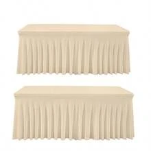 1 pieza Mantel de mesa de tela de espándex blanco, resistente a las arrugas y lavable, se ajusta a mesas de comedor rectangulares, funda elástica para mesa de patio, adecuada para bodas, banquetes, fiestas, estilo Ins de lujo, mantel elástico blanco para hotel, banquete, cumpleaños, conferencia