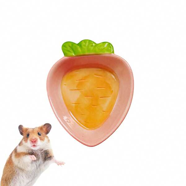 1pc Hamster Food Bowl, Carrot Shaped Feeding Dish, Anti-Bite, Washable, Cute Mini Snack Supplement Bowl For Hamsters, Gerbils