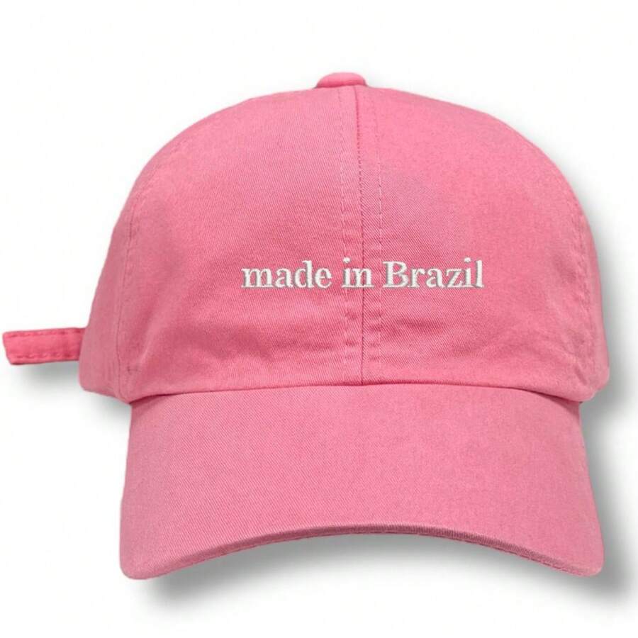 Unisex Dad Hat In 100% Cotton Twill, Curved Brim, Custom Made In Brazil - White Embroidered Rose - View 1
