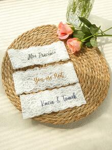 Liguero de boda bordado personalizado con nombre o frase personalizada, banda de pierna nupcial bordada personalizada, liguero ajustable y elástico personalizado como recuerdo para la novia, detalle romántico personalizable para el día de la boda, idea de regalo para la futura novia, lencería de boda personalizada para mujeres - Multicolor - Ver 4