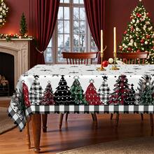 1 khăn trải bàn Giáng sinh - Khăn trải bàn kẻ caro cổ điển, họa tiết cây thông Noel kẻ caro đen, kết hợp với họa tiết kẻ caro, ngôi sao, bông tuyết - Vải Polyester bền - Thích hợp cho hình chữ nhật, hình tròn, tuyệt vời làm quà tặng Giáng sinh và lễ kỷ niệm năm mới, trang trí bàn ăn Giáng sinh, đồ trang trí Giáng sinh - Nhiều màu - Xem 2