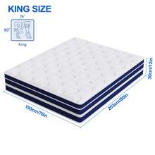 12in Queen Size Mattress,Deep Sleep Memory Foam Hybrid Euro Top Mattress,Medium Firm Hybrid Mattress, Luxurious Comfort With Pocket Springs,Assembled In USA,Boxed,10inch/14inch Twin Full Queen King Size Mattress Options.Colchones Para Cama - 12in-xanh và trắng - Xem 10