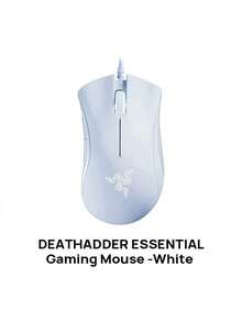 RAZER DEATHADDER ESSENTIAL Wired Gaming Mouse, Ergonomic Design, Mechanical Switches, RGB Lighting, 6400 DPI Optical Sensor, 5 Programmable Buttons - White - White - View 3