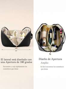 1pc PU Leather Travel Makeup Bag, Double Layer Large Capacity Cosmetic Storage Organizer, Minimalist Handheld Storage Pouch For Makeup Tools, Skincare, Suitable For Daily Use, Vacation, Back To School - Brown - View 6