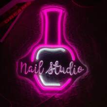 1pc Pink Neon Nail Salon Sign LED Decorative Light, USB Powered, Suitable For Nail Salon, Beauty Salon, Eyelash Extension, Spa Decor
