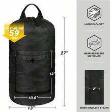 Laundry Bag With Shoulder Straps And Mesh Pocket Laundry Backpack Large Portable Laundry Hamper College Travel, Laundromat, Apartment Black - Black - View 4