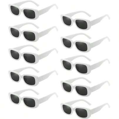 10pcs/Pack Retro Small Rectangle Glasses, Thick Frame Square Party Glasses, Suitable For Women And Girls