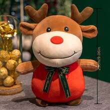1 Stück Weihnachts-Rentier mit roter Nase Plüschpuppe, das erste Geschenk für Jungen und Mädchen zum Neujahr