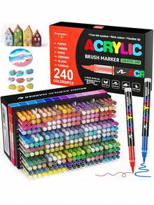 288/240/168/120/100/72/60/48/36/24/12 色丙烯马克笔，液体墨水软头，学生用，不透明，可混合，高品质 DIY 绘画艺术用品 - 查看 12