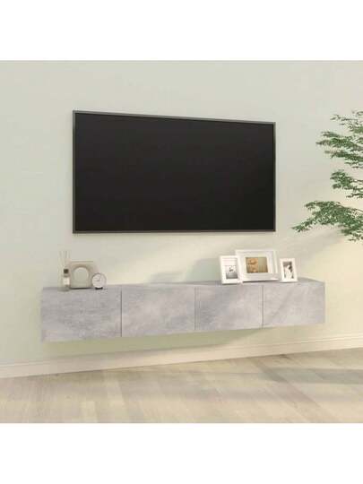 VidaXL TV Cabinets Pcs Wand Mounted 100x30x30 Cm Wood Concrete Grijs