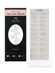 20 Tipps Weihnachts-Themen Semi-gehärtete Gel-Nagelfolien, klare glitzernde Zwiebel-Rosa Schneeflocken mit Dopamin-Perlmuster, Salonqualität, selbstklebende Vollwrap-Nagelkunst, UV-Lampe erforderlich, einfach anzuwenden und zu entfernen, geeignet für Frauen und Mädchen für Weihnachtsfeiern, Dates und DIY-Nagelkunst