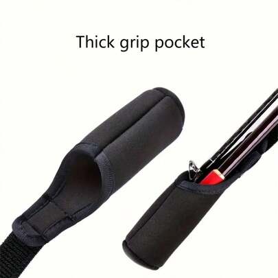 1 Stück tragbare Angelruten Schutzhülle, schwarzer hochelastischer Magischer Binderiemen Angelruten Schutzmantel, tragbarer Rutengurt, Angelruten Köderhalter Gurt mit Schlaufe