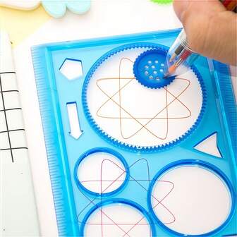 1pc Creative Spirograph Drawing Ruler With Template Board, Children's Painting & Writing Tool, Prize & GiftOffice, School, Drawing,Student,Markers,Stationery,Boys,Girls,School Supplies,Toys For Boys,Toys For Girls,Kids Toys,Back To School