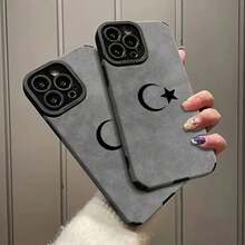 Estuche de Lujo para Teléfono con Diseño de Luna y Estrellas para Modelos de  17/17Pro/17Promax/17air/16/16Pro/16Promax/16Plus/16E/15/15Plus/15Pro/15Promax, 14/14Plus/14Pro/14Promax, 13/13Pro/13Promax, 12/12Pro/12Promax, 11/11Pro/11Promax, Resistente al Polvo y Altamente Atractivo - Gris - Ver 5
