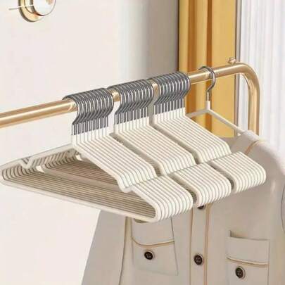 20/10/5 قطعة شماعات ملابس مطلية مانعة للانزلاق للكبار، خفيفة الوزن فاخرة لخزانة الملابس المنزلية لتعليق القمصان والبنطلونات، ربيعية، بسيطة، أعلى صيفية، شماعات بلاستيكية مغطاة مانعة للانزلاق في نظام ألوان موراندي للاستخدام المنزلي