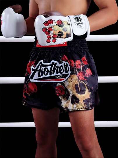 Anotherboxer ANOTHERBOXER Muay Thai Shorts Boxing Shorts Classic Slim Cut MMA Kickboxing Workout Clothing Training