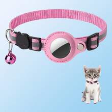 通用猫狗防走失宠物项圈，夜间反光设计，带铃铛，适合 Airtag 追踪器（不含追踪器），可调节项圈，机械锁，反光设计，舒适安全，适用于小型宠物，猫狗配件 - 彩色 - 查看 11