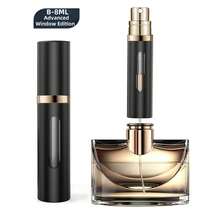 1 件重新设计的香水喷雾瓶，便携式香水可再填充雾化器，底部填充迷你喷雾旅行香水瓶，泵直接从底部填充，无需取下瓶盖，100% 纯玻璃内瓶，带有可视窗口，因此您可以轻松知道剩余香水量，有 5ml / 8ml / 10ml 可供选择