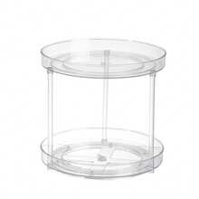 1 件双层 360° 旋转大容量透明桌面化妆品收纳架，化妆品收纳盒，化妆品收纳，珠宝收纳盒，珠宝收纳 - 無色 - 查看 10