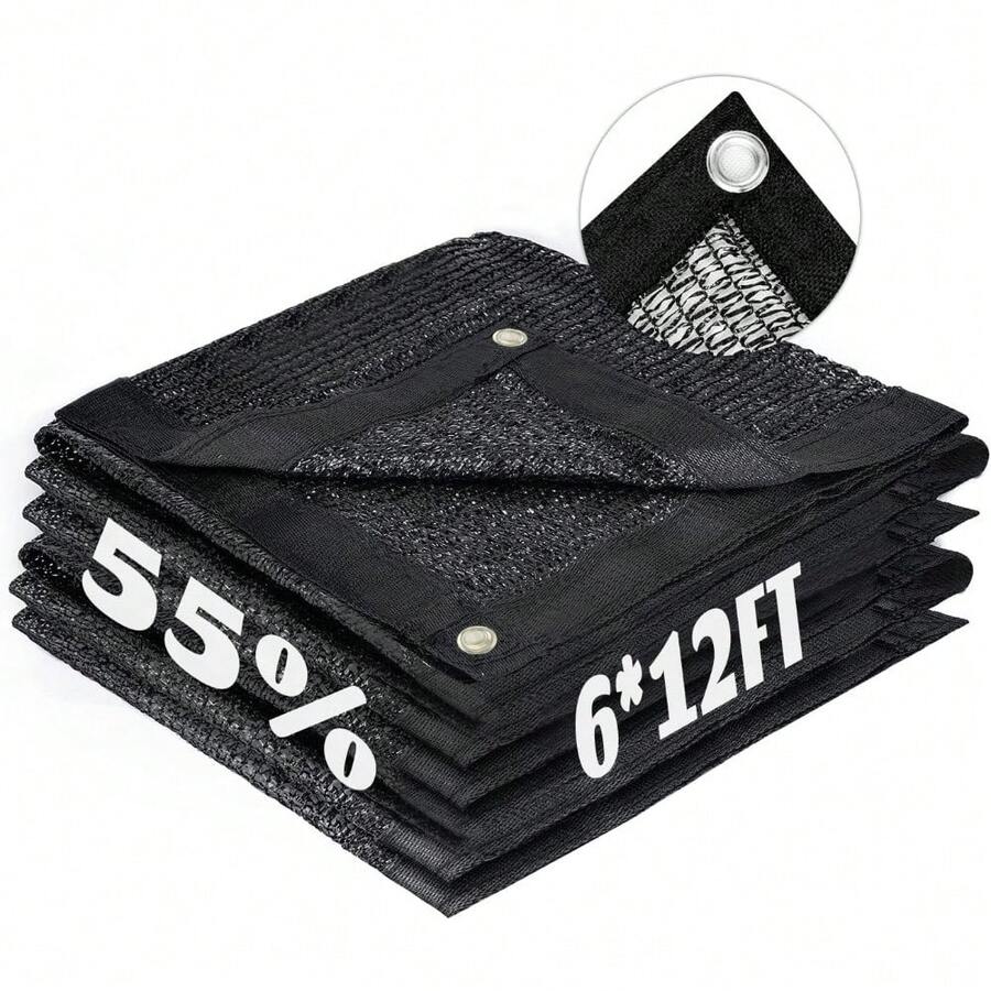 LOVE STORY 6x12FT 55% Black Shade Cloth Sun Shade Net With Grommets Sunblock Net Mesh Tarp For Garden,Plants Cover,Greenhouse And Patio