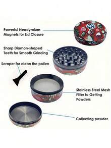 1pc Grinder, Creative Pattern 2. 5 Inch 4-Layer Zinc Alloy Grinder, Metal Grinder, Spice Grinder, Grinding Machine, Herb Grinder, Spice Crusher, Grinder ,Kitchen Supplies, Christmas Gifts, Halloween Gifts, Halloween Decoration Kitchen Supplies, Christmas Gifts, Halloween Gifts, Halloween Decoration - Multicolor - View 8