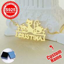 1pc S925 Sterling Silver Custom Gothic Name Necklace With Halloween Motifs - Personalized Jewelry For Friends, Goth Enthusiasts & Self - Perfect For Halloween Parties, Daily Edgy Looks & Festive Gifting Occasions