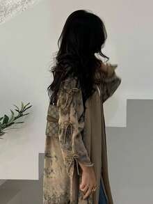 2pcs/Set Modest Fashion Muslim Chiffon Printed Jacket With Headscarf, Casual Summer Outfit