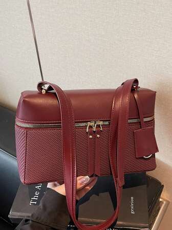 1pc, רב-תכליתי, אופנתי, אטרקטיבי במיוחד, עיצוב נישה, תיק צד פשוט לכתף, בד PU בצבע אחיד, אביזרים לתלייה באותו צבע, תיק בצורת קופסה אופציונלי רב צבעים, מתאים לנסיעות יומיומיות של נשים, קניות ומשחק