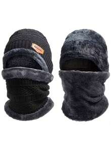 1/2/3pcs Unisex Solid Color Warm Knitted Hat With Scarf And Gloves Set, Thick Thermal Lining, Suitable For Daily Wear, Hiking, Vacation, Skiing, Etc. Autumn Decor
