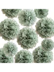12 个绿色纸花球，婚礼派对装饰，生日派对背景，适用于节日、周年纪念、婚礼、情人节装饰 - 綠色 - 查看 10