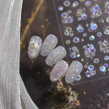 1pc Cartoon Colorful Goldfish Bubble Nail Stickers, Colorful Bubble Iridescent Shell Design, Self-Adhesive 5D Embossed Laser Flashing Stickers, Suitable For Home And Nail Salon, DIY Nail Supplies For Women And, Holiday Gift - 彩色 - 查看 9