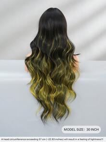 7JHH WIGS Gorgeous 30-Inch Extra Long Wavy Hot Yellow Wig For Women, Fluffy Wave Curly Wigs With Curtain Bangs, Synthetic Fiber Hair Full Machine Hair Wigs For Daily & Music Festival Party Wear, Halloween Cosplay Costume Use All-Match Fashion Accessories - 黃色 - 查看 3