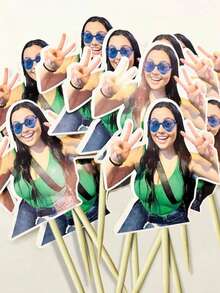 定制任意照片纸杯蛋糕装饰、人脸纸杯蛋糕装饰、个性化人脸纸杯蛋糕装饰、定制人脸纸杯蛋糕装饰、生日照片装饰、个性化生日派对装饰、40岁生日派对装饰、30岁生日创意、早午餐派对装饰 - 彩色 - 查看 3