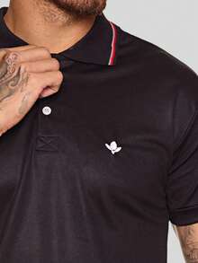 MEN'S POLO COLLAR SHIRT CASUAL BUTTON SLIM T-SHIRT PROMOTION - Black - View 2