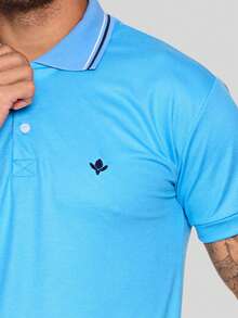 MEN'S POLO COLLAR SHIRT CASUAL BUTTON SLIM T-SHIRT PROMOTION - Baby Blue - View 3