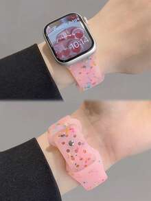 1条透明硅胶运动表带，兼容 42mm、44mm、45mm、46mm、49mm，时尚智能手表替换表带，适用于 Ultra2、Ultra SE2、SE 11、10、9、8、7、6、5、4、3、2、1系列，男女通用 - 粉色 - 查看 5