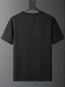 T-shirt casual da uomo a maniche corte con stampa di lettere unica - Girocollo, ideale per tutte le stagioni, motivo creativo, stile casual, versione classica, quattro stagioni