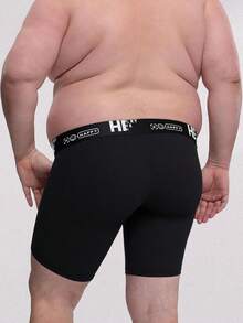 4pcs Men's Boxer Briefs With Open Fly & Extended Trouser Legs, With Lettered Waistband, Long Boxer Shorts, Multi-Color Options For Hiking & Outdoor Activities, Hiking Gear | Open Fly Briefs | Breathable Fabric