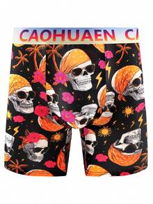 10pcs/Pack Men's Printed Graffiti Breathable Boxer Briefs - Black - View 3