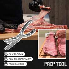 Rib Membrane Remover Tool Guide Trimming Peeling Ribs Rib Membrane Remover Grilling Tools BBQ Rib Preparation Tool Rib Prep Pro - Silver - View 3